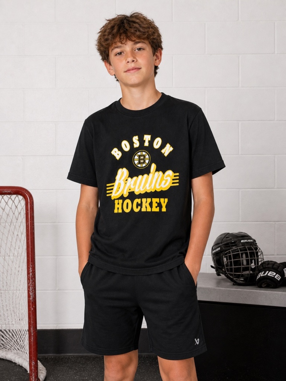 Boston Bruins Youth XL T-Shirt NHL Hockey Black Graphic Tee Kids 18/20